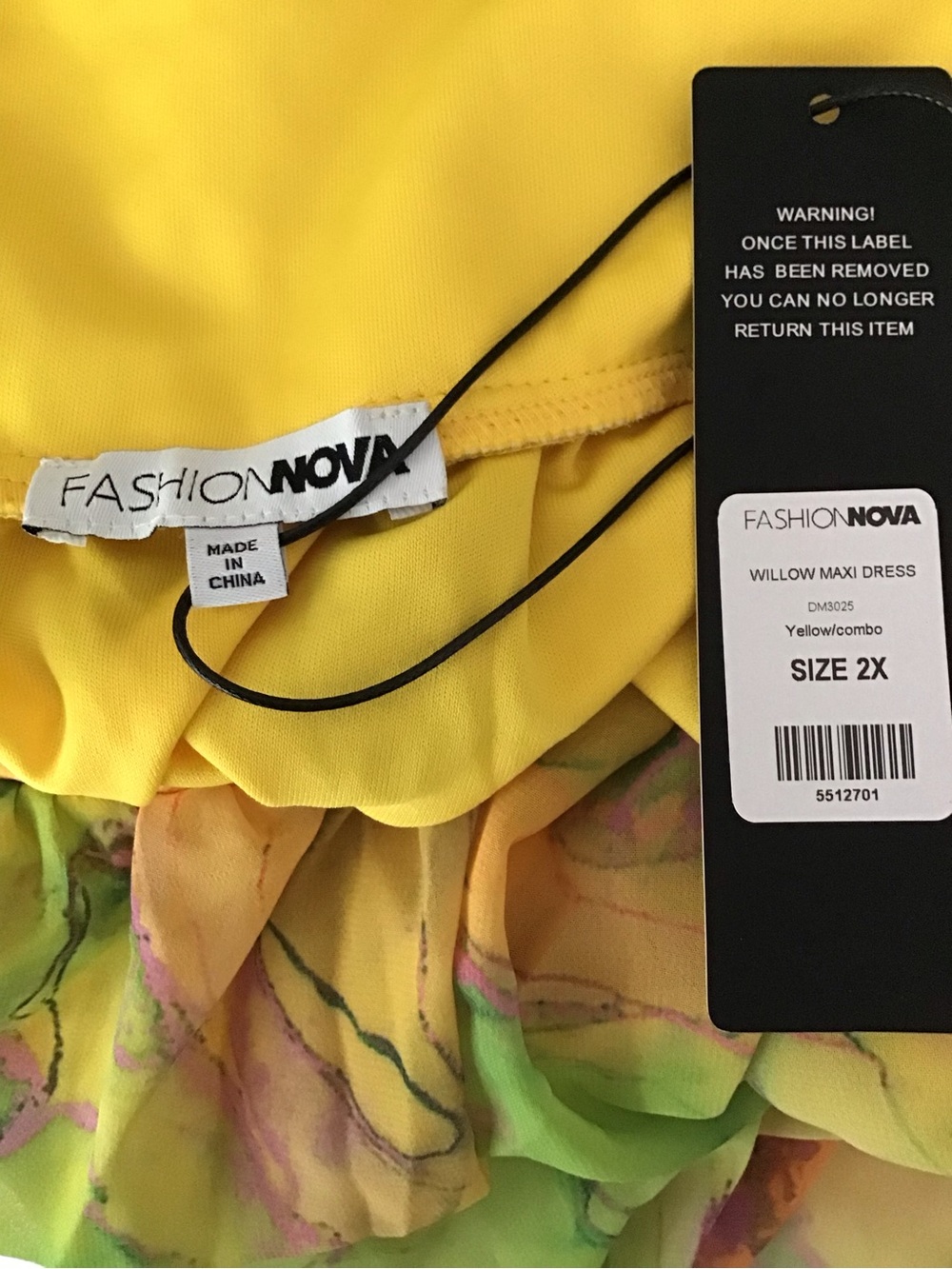 57 Fashion Nova Yellow Combo Willow Maxi Dress - Picture 9 of 9
